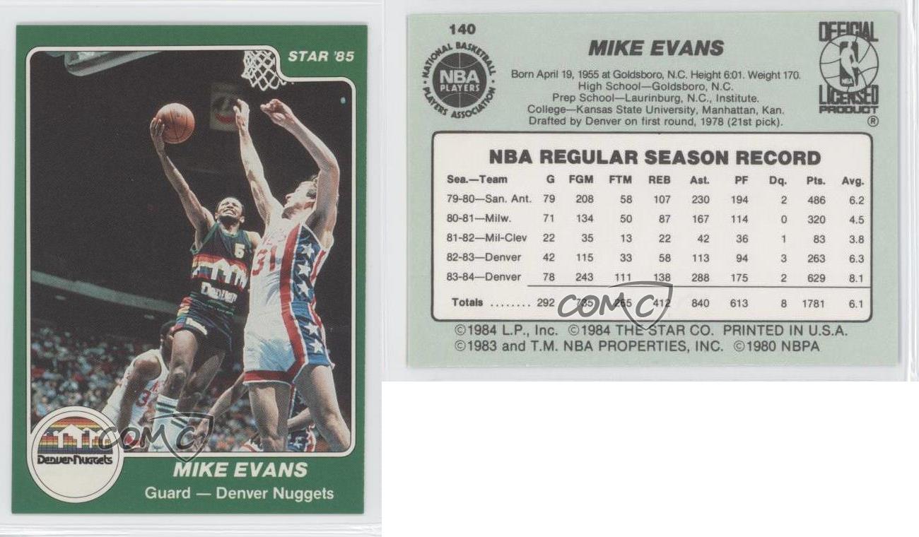 198485 Star 140 Mike Evans Denver Nuggets Rookie Basketball Card eBay