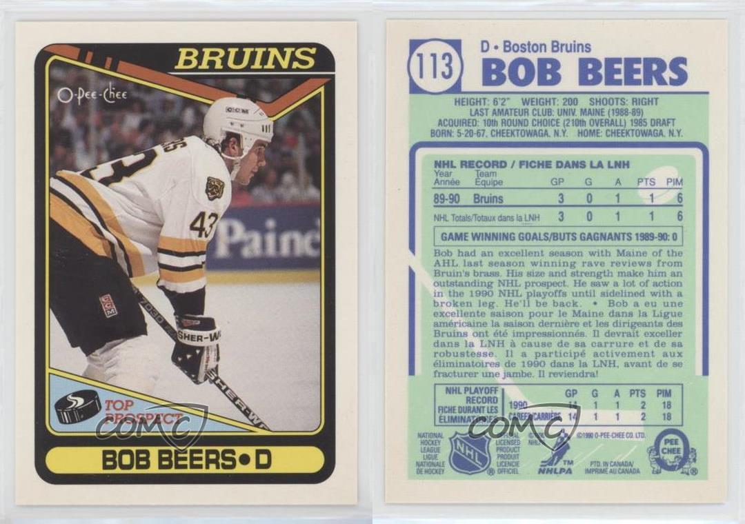  (CI) Bob Beers Hockey Card 1990-91 O-Pee-Chee (base) 113 Bob  Beers : Collectibles & Fine Art