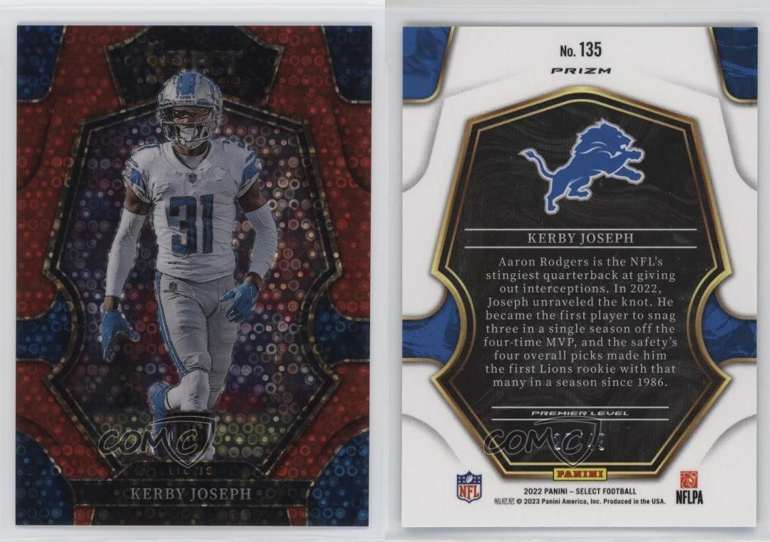 Panini Select Premier Level Red Disco Prizm 2022/49 Kerby Joseph #135 Rookie RC - Imagen 3 de 3