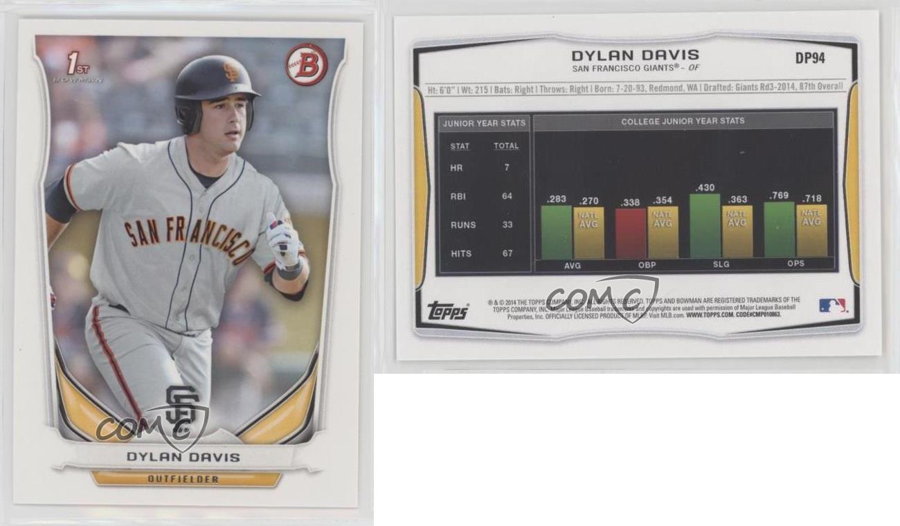 2014 Bowman Draft Dylan Davis #DP94 - Picture 4 of 4