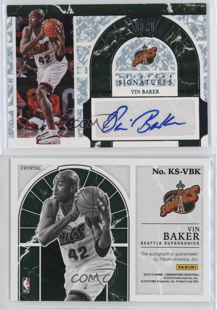 2018 Panini Cornerstones Keystone Signatures Crystal /49 Vin Baker #KS-VBK Auto - Picture 5 of 5