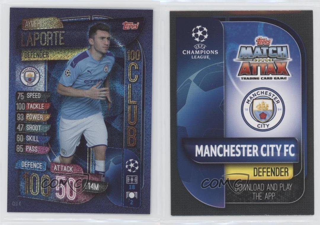 2019 Topps UCL Match Attax Extra 100 Club Foil Aymeric Laporte #CLU4 Rookie RC - Picture 4 of 4