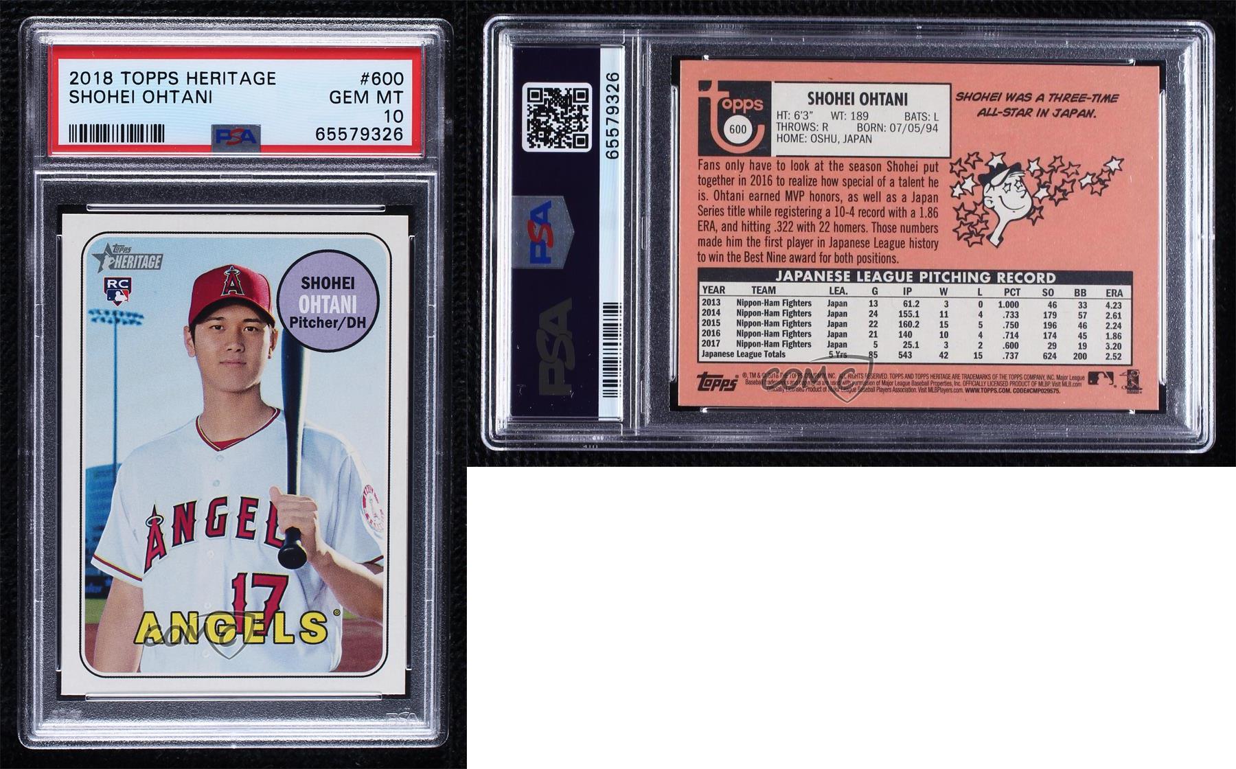 2018 Topps Heritage High Number Shohei Ohtani #600.1 PSA 10 GEM MT Rookie RC