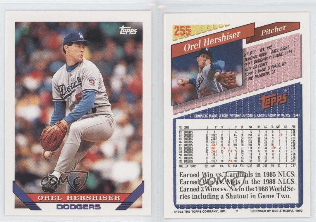 1993 Topps #255 Orel Hershiser - NM-MT