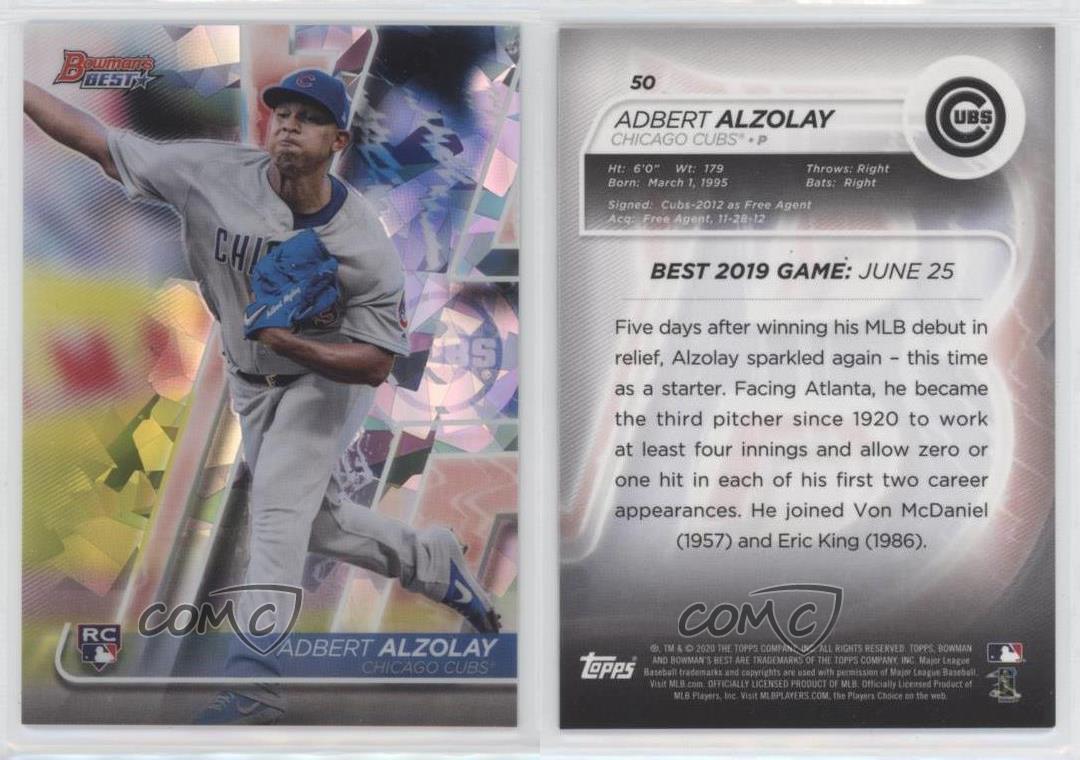 2020 BOWMAN'S BEST REFRACTOR #50 ADBERT ALZOLAY RC CHICAGO CUBS