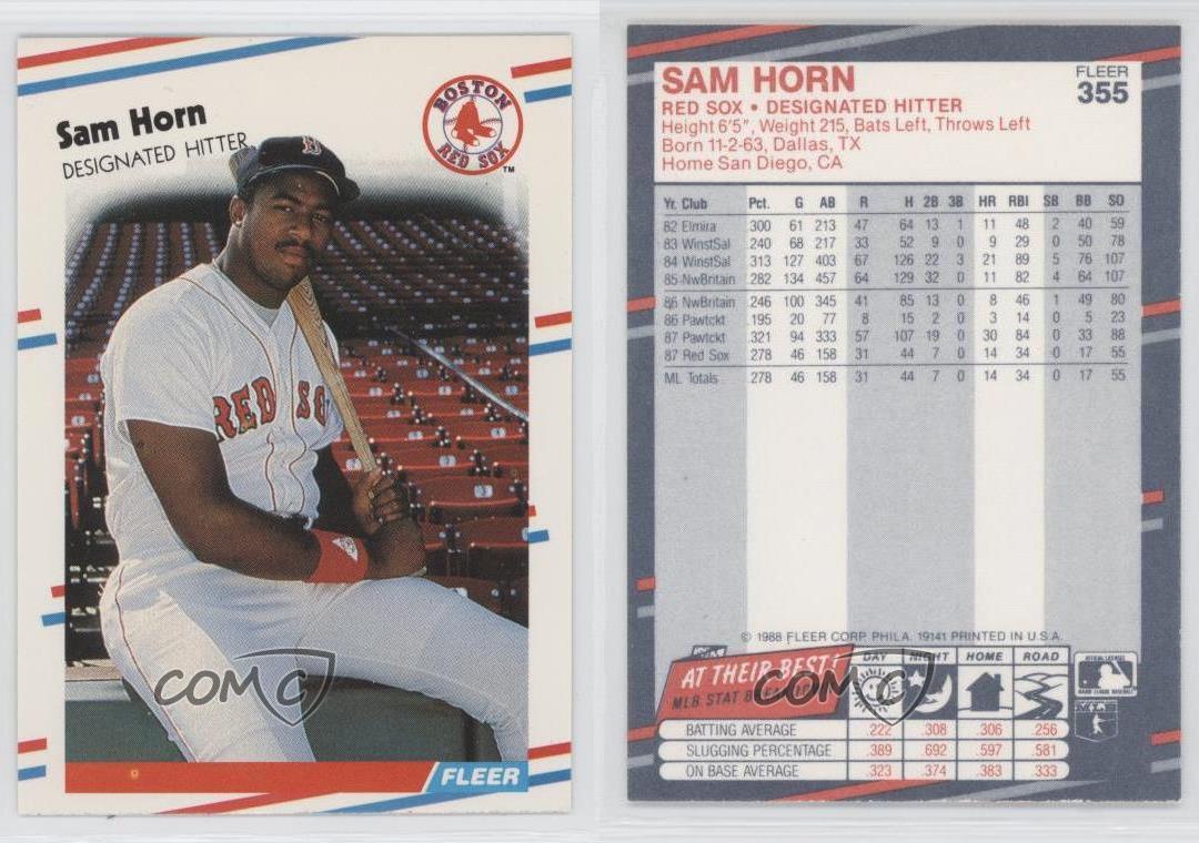 1988 Fleer 355 Sam Horn Boston Red Sox RC Rookie Baseball Card eBay