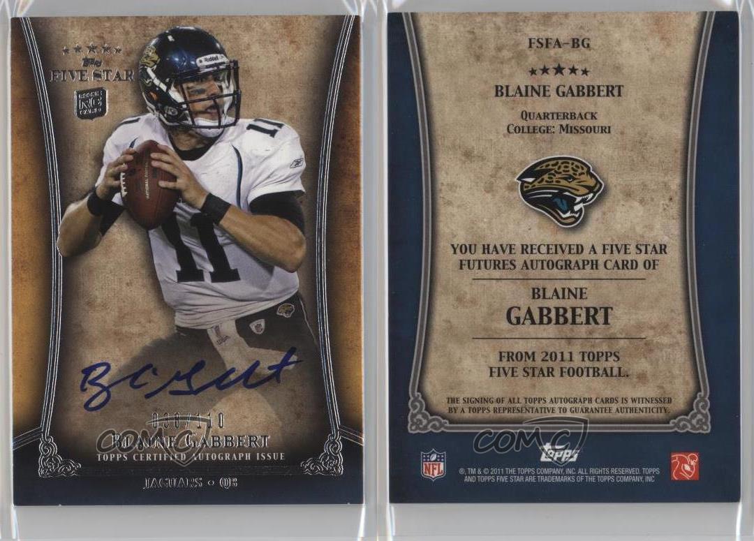 2011 Topps Five Star Futures Auto /110 Blaine Gabbert #FSFA-BG Rookie Auto RC - Picture 4 of 4