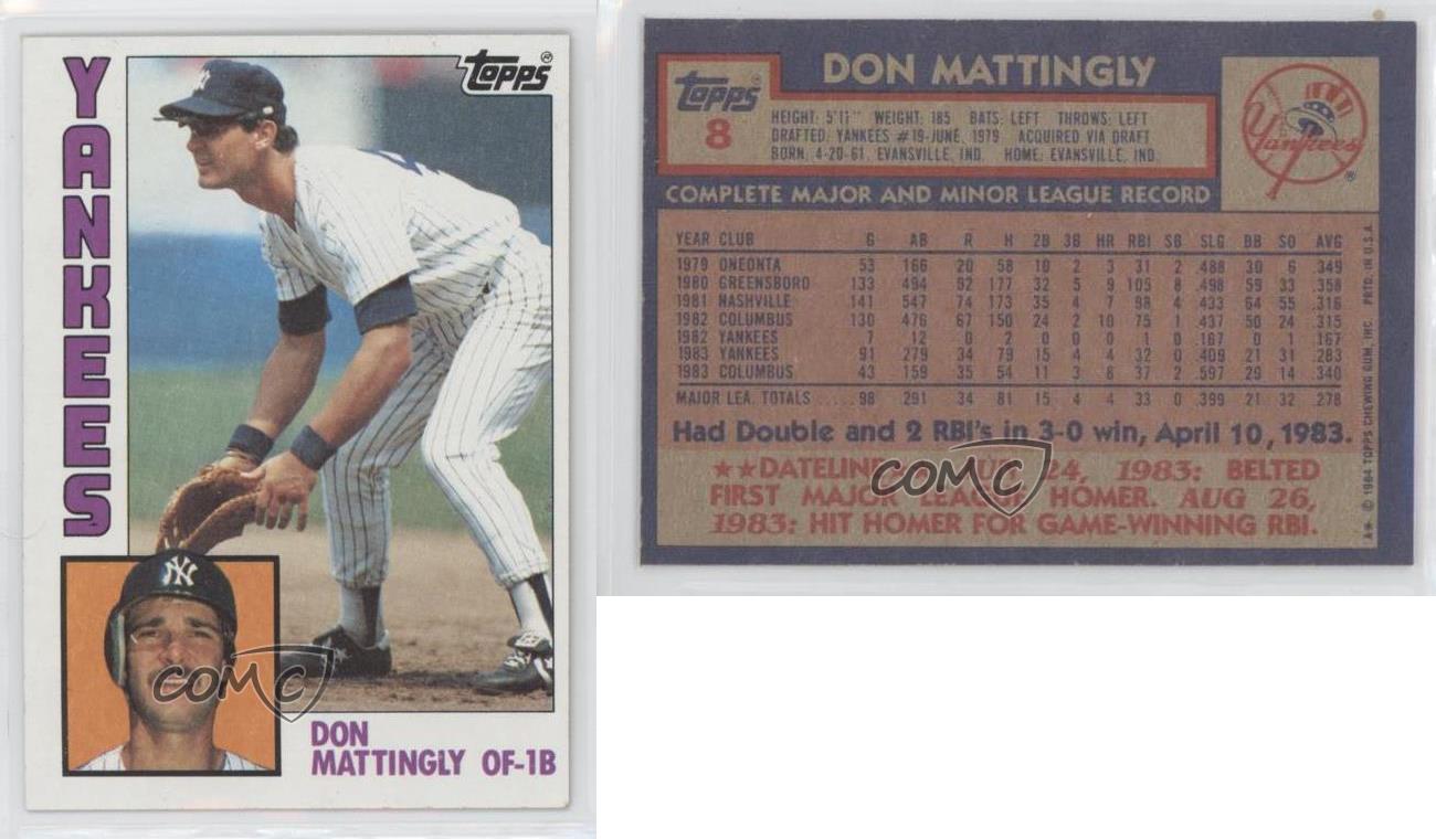 1984 Topps Don Mattingly #8 Rookie RC - Picture 5 of 7