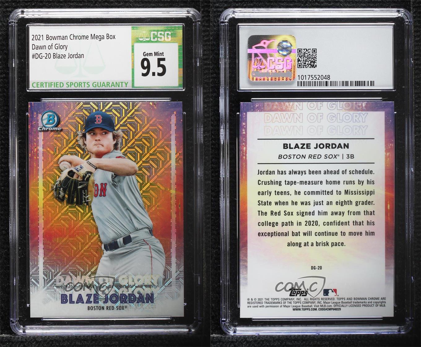 2021 Bowman Chrome Dawn of Glory Mega Box Mojo Blaze Jordan CSG 9.5 Gem Mint - Picture 4 of 4