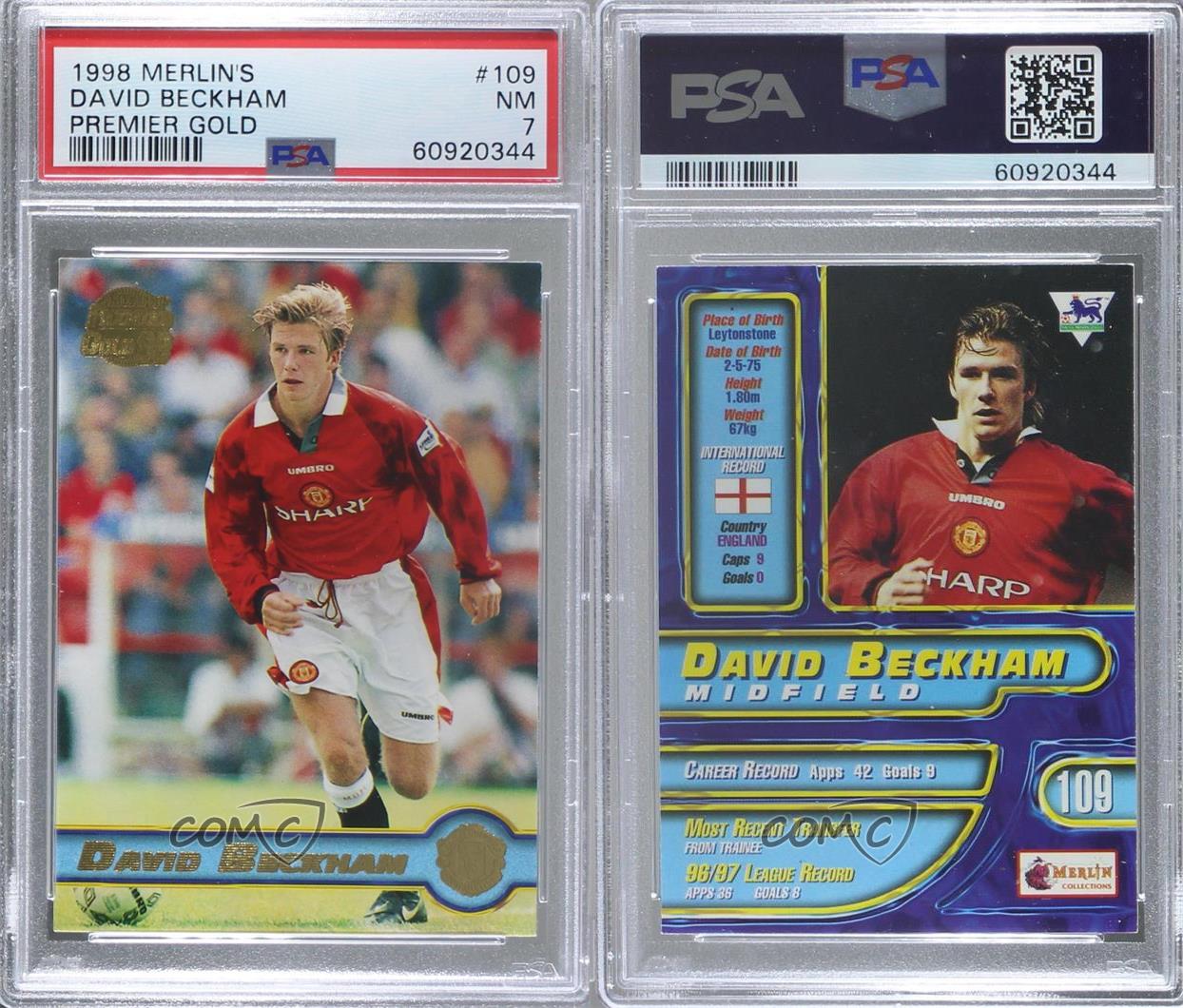 1996/97 DAVID BECKHAM RC Merlin's Premier Gold Rookie Card