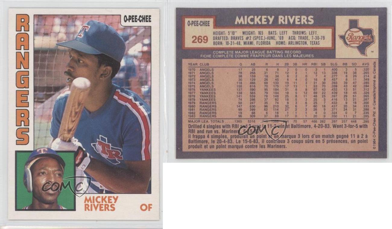 1984 MICKEY RIVERS OPC #269 O-PEE- CHEE RANGERS *G2478 - OPC Baseball.com