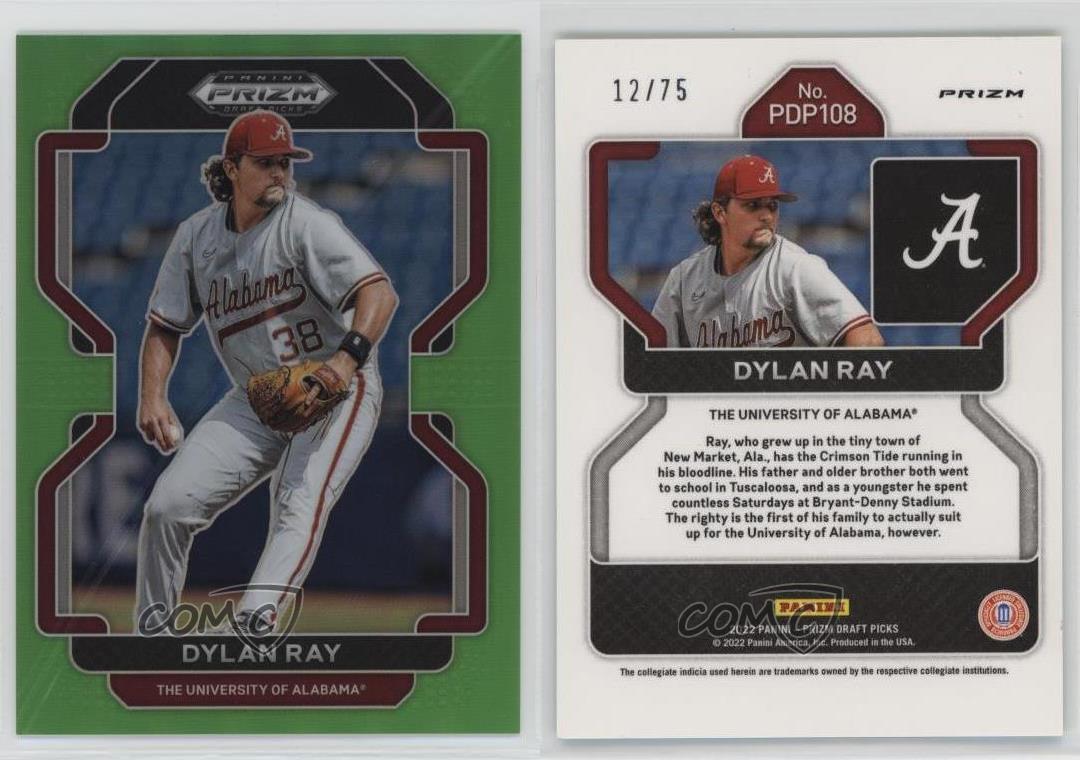 Panini Prizm Draft Picks 2022 vert lime Prizm /75 le plus cher Dylan Ray #PDP108