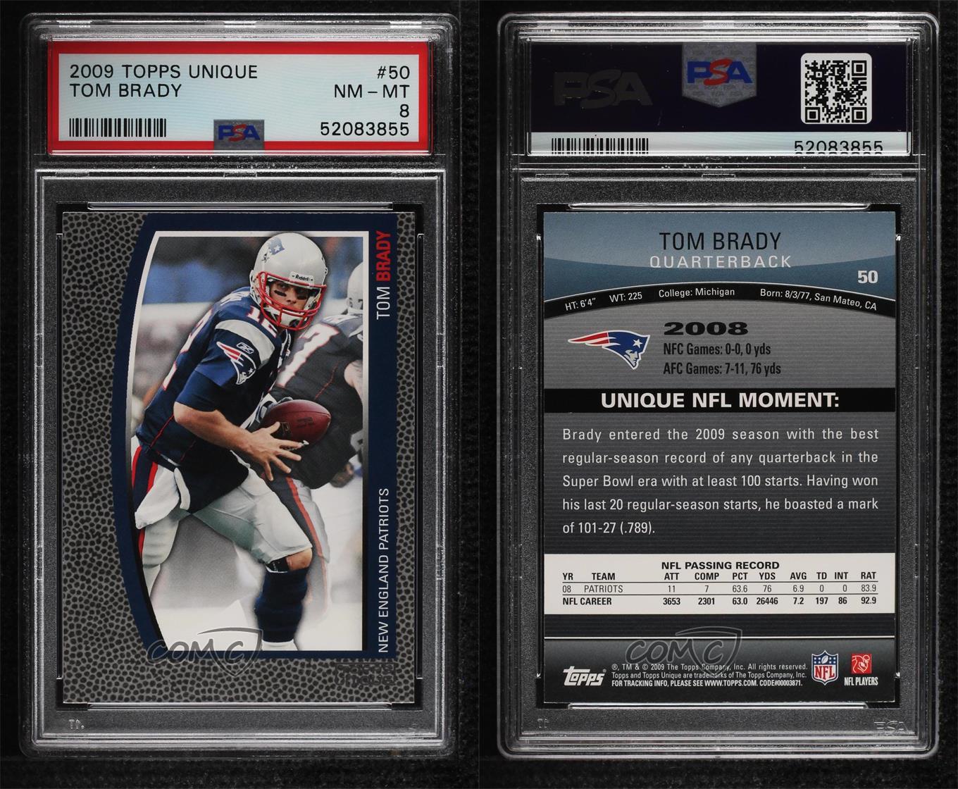 2009 Topps Unique Tom Brady outlet #50 PSA 8
