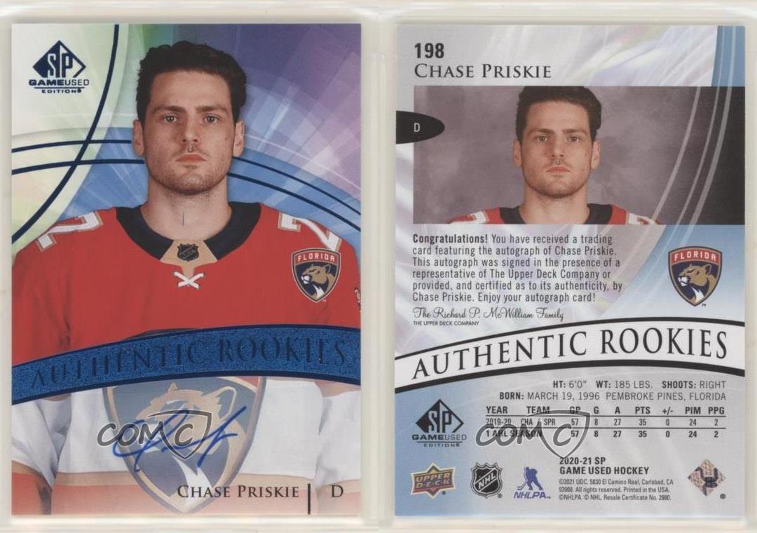 2020 Upper Deck SP Game Used Authentic Rookies Blue Chase Priskie Rookie Auto RC