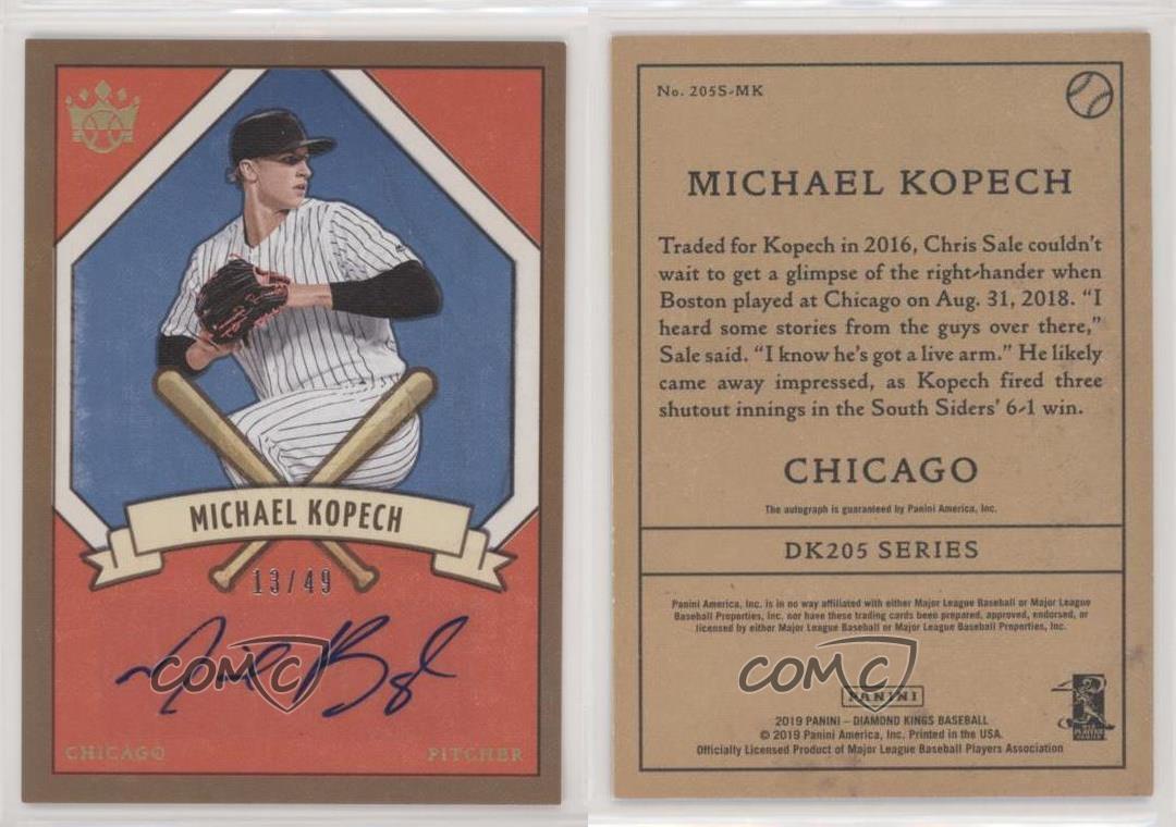 Diamond Kings DK 205 2019 Signatures Holo Gold/49 Michael Kopech Rookie Auto RC - Imagen 3 de 3