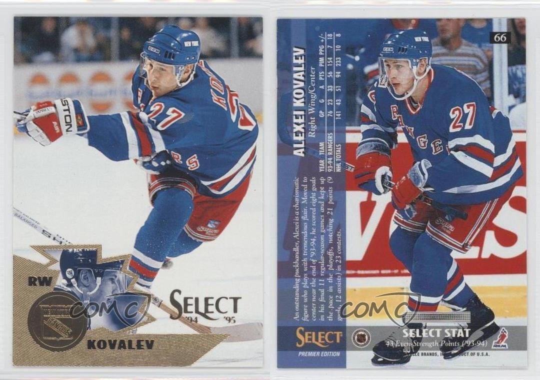 66 Alexei Kovalev New York Rangers 1994-95 Select Hockey Card OZD –  GwynnSportscards