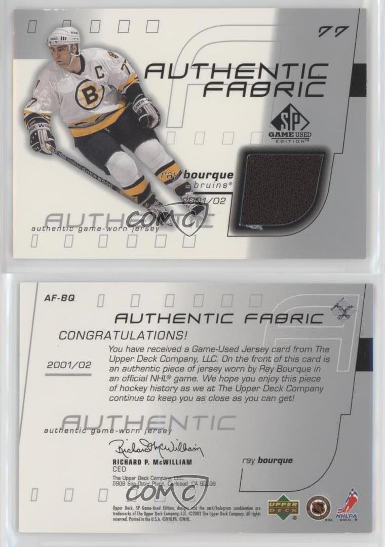 2001-02 SP Game Used Authentic Fabric #AF-BQ Ray Bourque Jersey at 's  Sports Collectibles Store