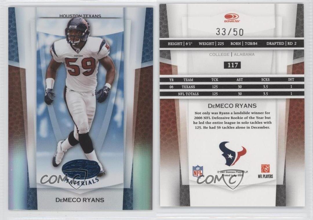 2007 Leaf Certified Materials Mirror Blue /50 DeMeco Ryans #117 - Picture 3 of 4