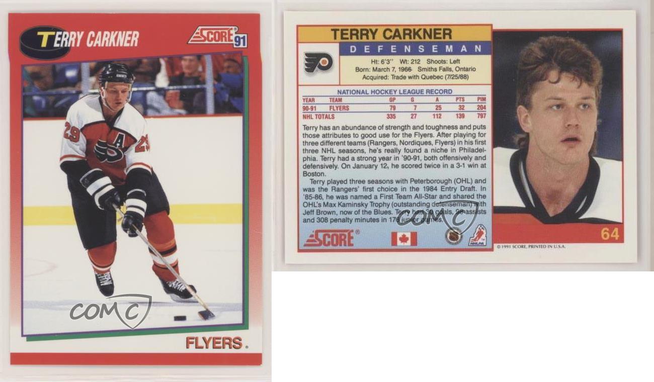 NHL 1991-92 Upper Deck # 204 Terry Carkner Philadelphia Flyers