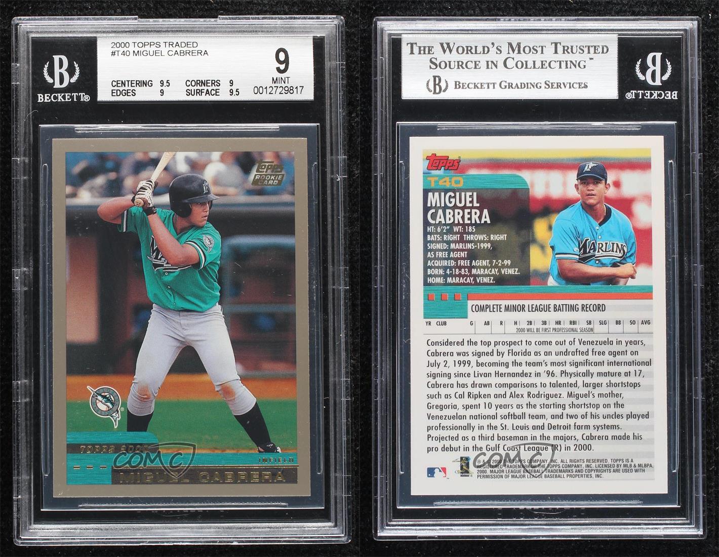 Miguel Cabrera Tigers 2000 Topps Traded #T40 Rookie Card rC PSA 9 Mint QTY 