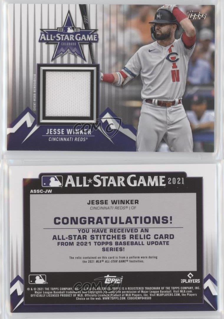 JESSE WINKER 2021 TOPPS UPDATE ALL-STAR STITCHES RELIC #ASSC-JW CINCINNATI  REDS