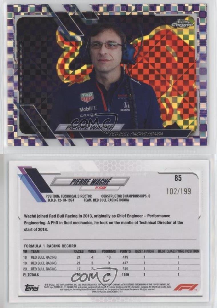 2021 Chrome Formula 1 F1 Crew Purple Checker Flag Refractor Pierre Wache Waché