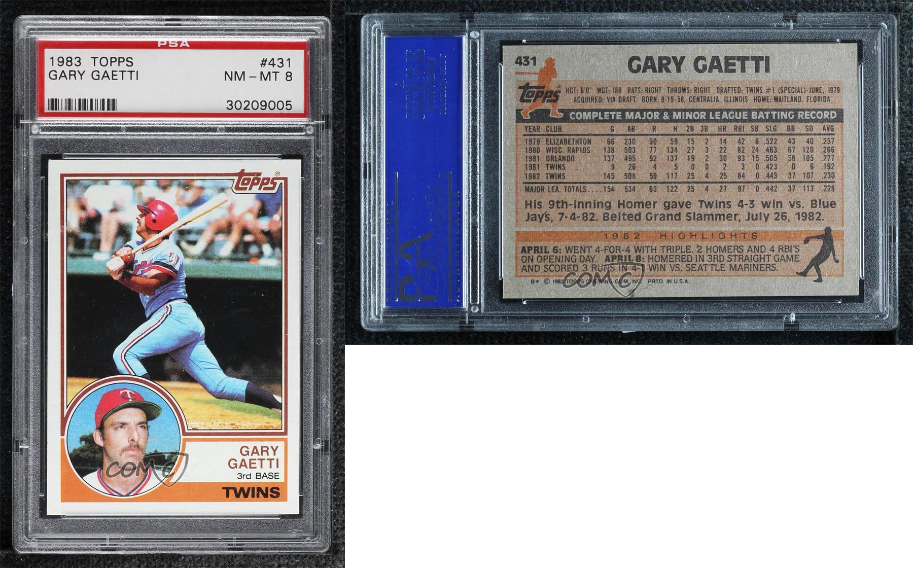 1983 Topps Gary Gaetti #431 PSA 8 Rookie RC