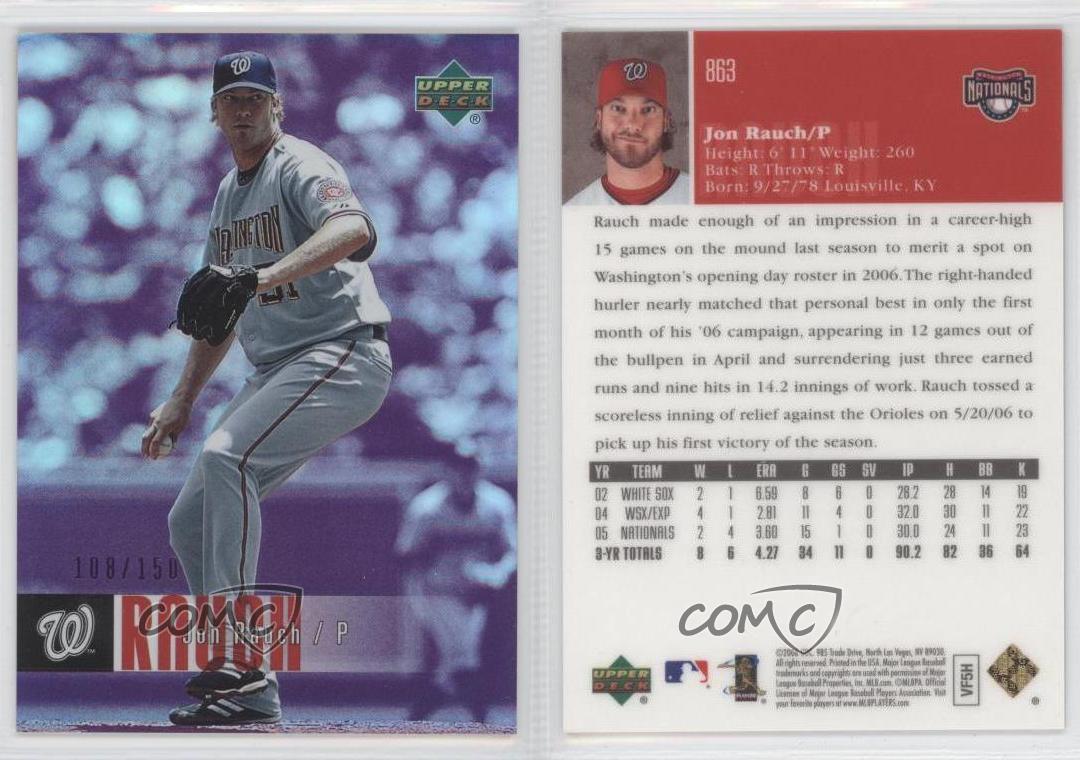 2006 Upper Deck #863 Jon Rauch - Washington Nationals (Baseball Cards) at  's Sports Collectibles Store