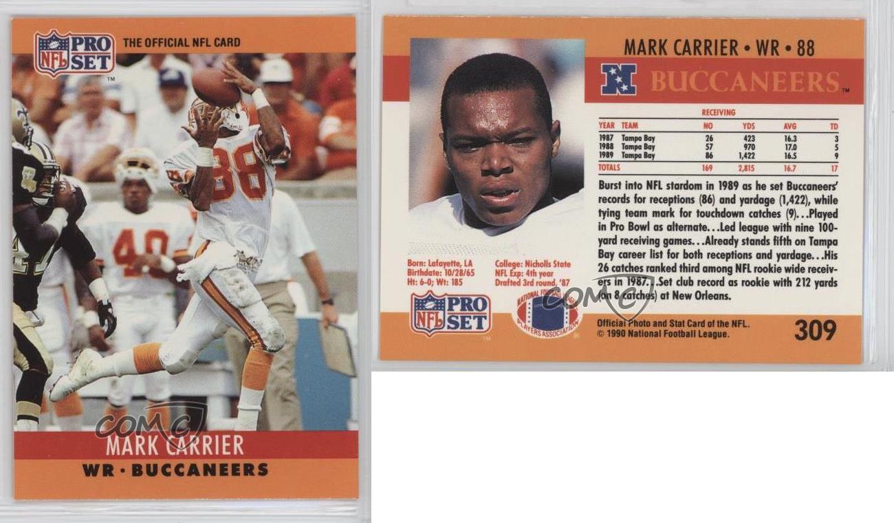 Mark Carrier autographed Football Card (Tampa Bay Bucs) 1990 Pro Set #309