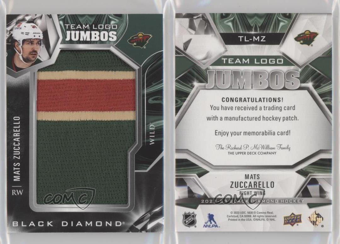 2022 Upper Deck Black Diamond Team Logo Manufactured Mats Zuccarello Jumbo Patch