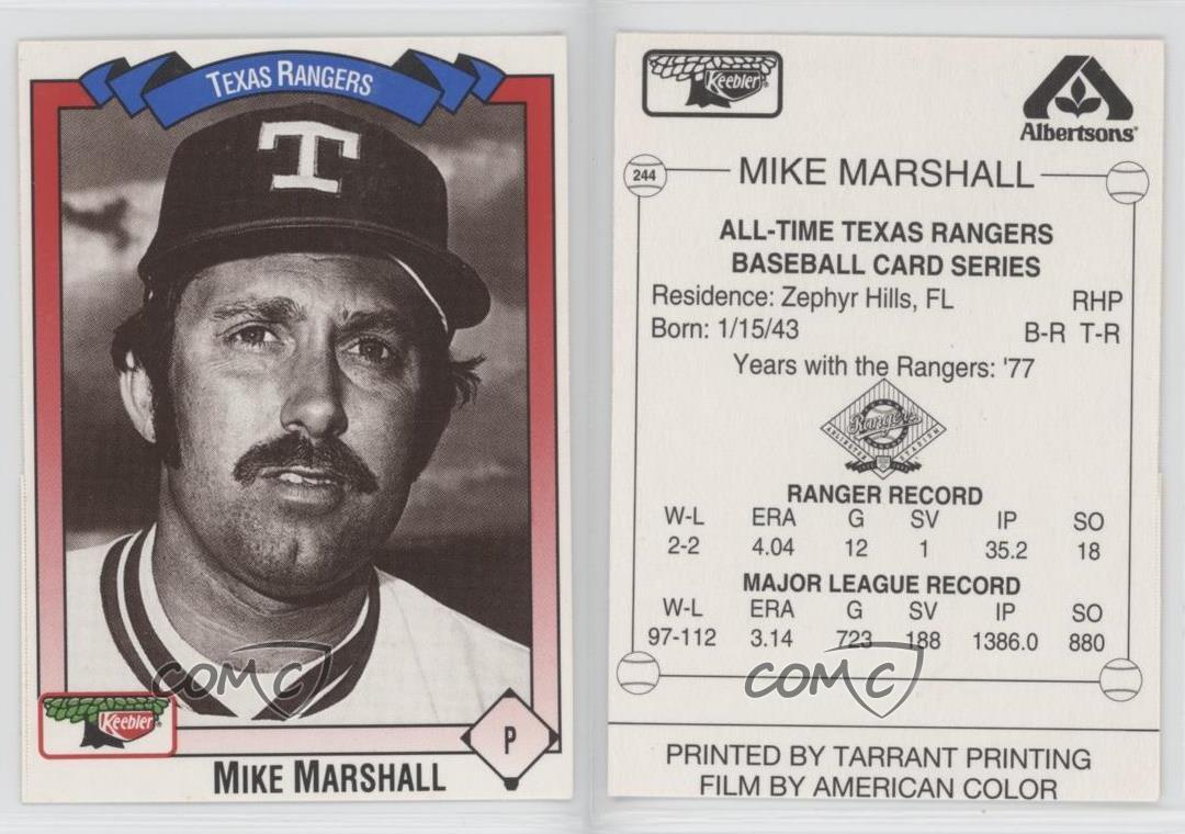 1993 Keebler Texas Rangers Mike Marshall #244 - Picture 3 of 4