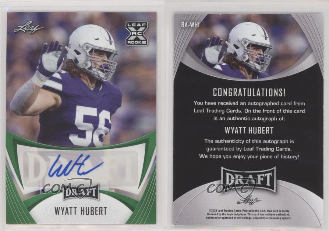 2021 Leaf Draft Autographs #BAWH1 Wyatt Hubert RC Auto Kansas State KSU  Bengals