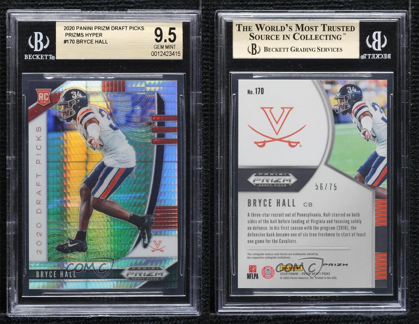 2020 Prizm Draft Picks Bryce Hall Hyper Rookie RC BGS 9.5 GEM MINT /75