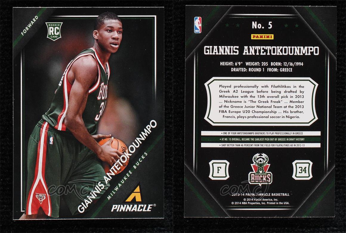 2013 Panini Pinnacle 5 Giannis Antetokounmpo Milwaukee Bucks Rc Basketball Card Basketball Trading Cards Sammeln Apostilla Co