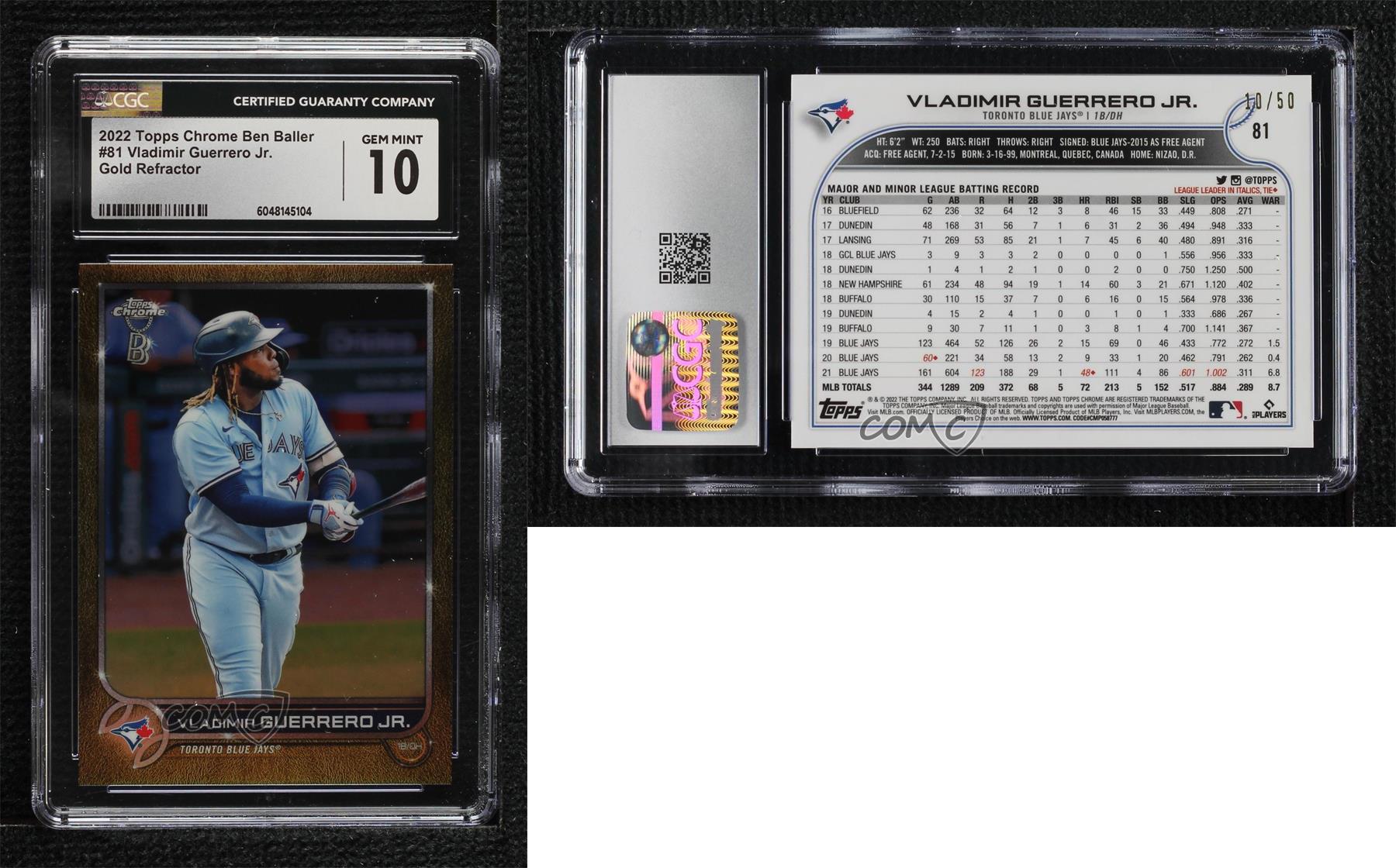 2022 Chrome Ben Baller Edition Gold Refractor /50 Vladimir Guerrero Jr CGC 10 - Picture 3 of 3