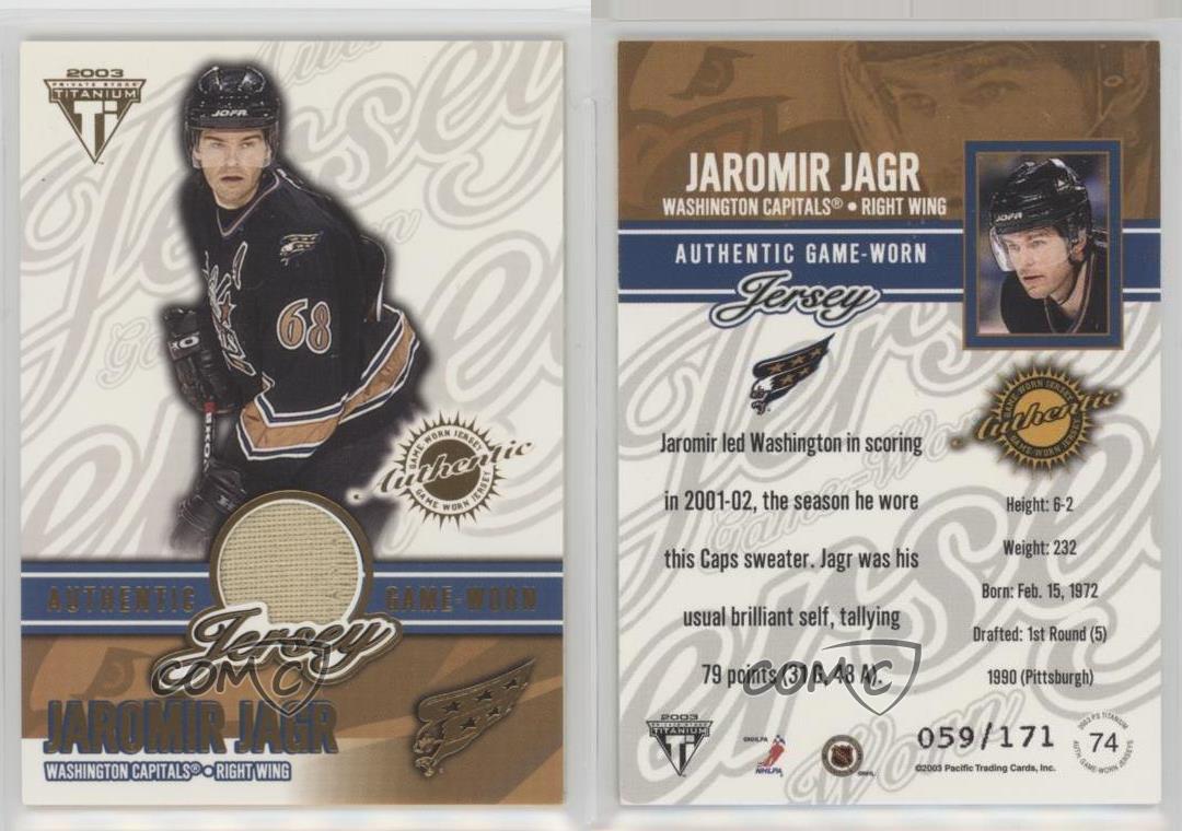 2002-03 Pacific Private Stock Titanio Autentico Gioco-Indossato Maglie Jaromir Jagr - Foto 3 di 3