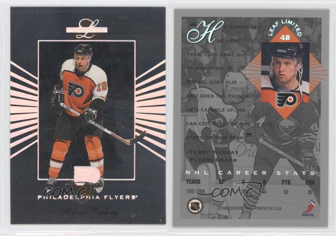 1994 95 leaf limited 48 mikael renberg philadelphia flyers hockey philadelphia flyers careers