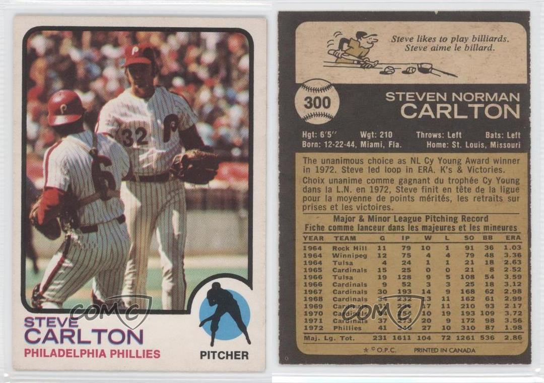 Steve Carlton #300 Baseball Card 1973 Topps - Base