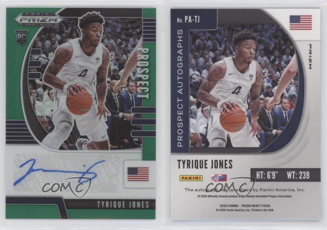 2020-21 Panini Prizm Draft Picks Prospect Green Tyrique Jones #PA-TJ Auto