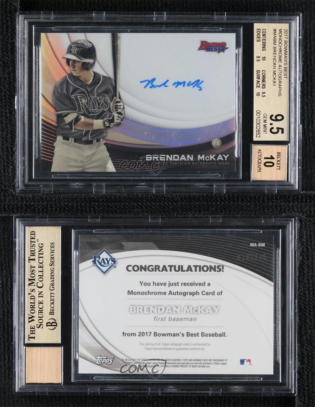 2017 Bowman's Best - Monochrome Autographs #MA-BM Brendan McKay /125 (AU, RC)