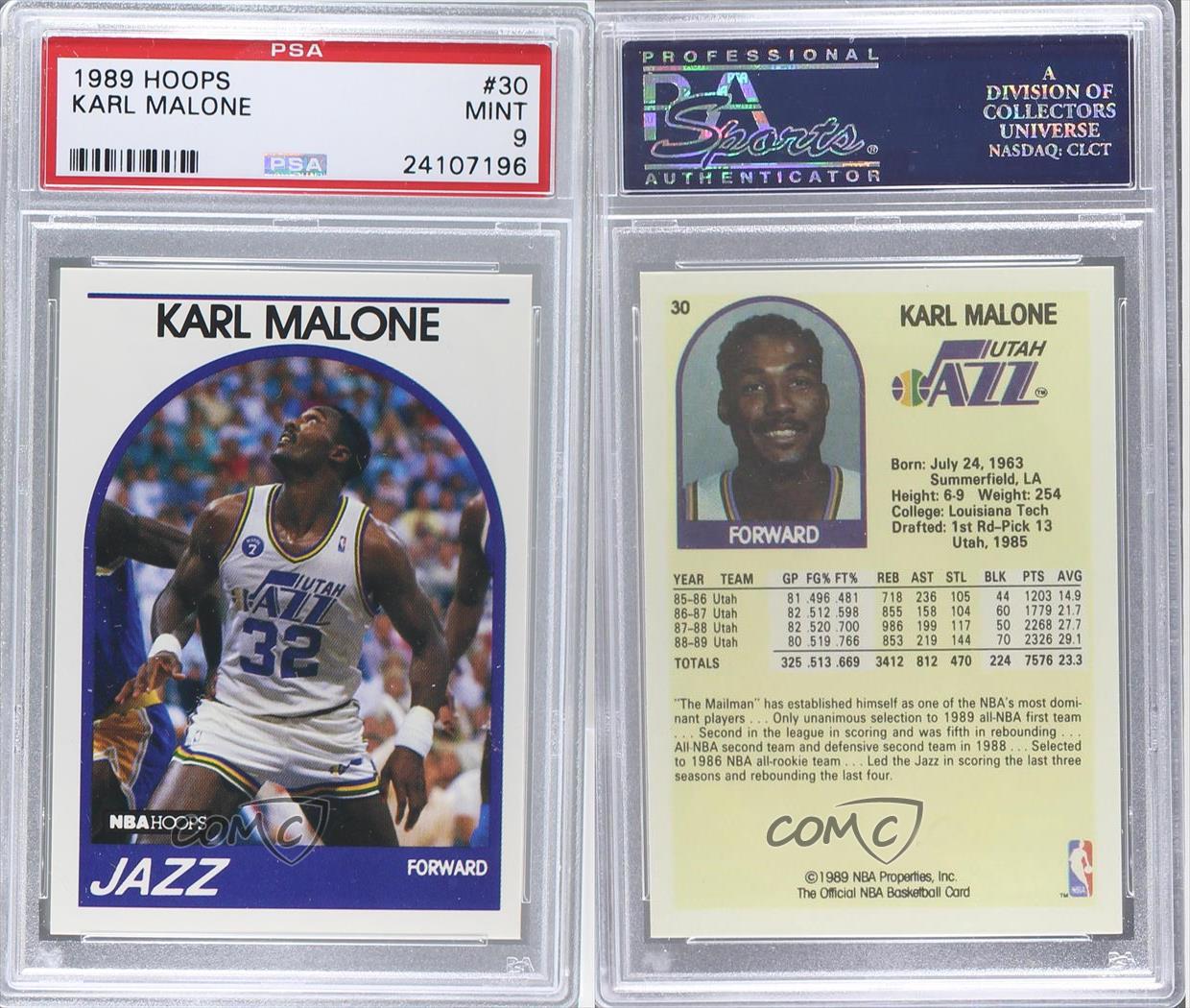 michael jordan karl malone nba hoops card