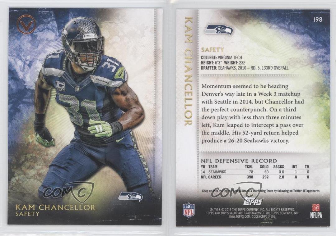 2015 Topps Valor #198 Kam Chancellor Football Card In Protective Display Case 