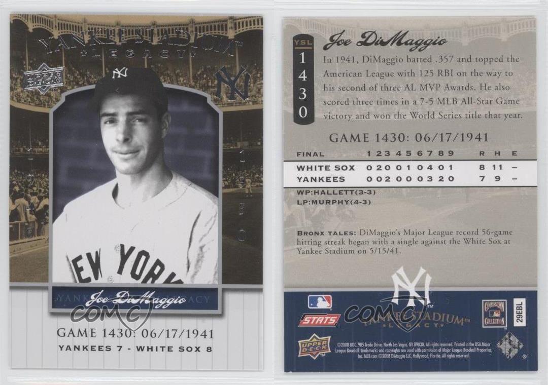 2008 Upper liquidation Deck Yankee Stadium Legacy Joe DiMaggio #YSL1430 HOF