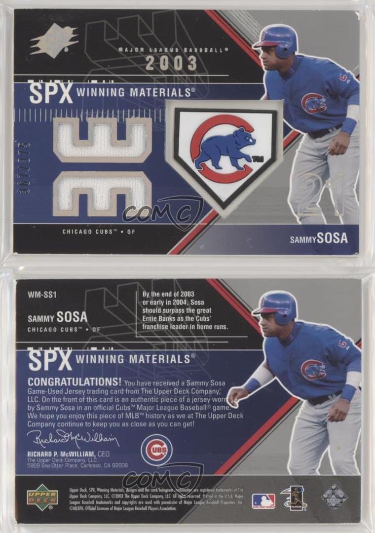 2003 SPx Winning Materials 375 Team Logo /335 Sammy Sosa #WM-SS1 - Picture 4 of 4