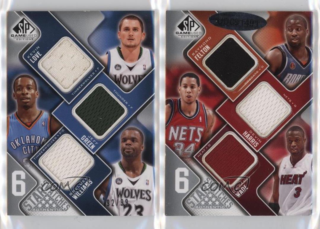 Jeu soldes SP 2009 utilisé 6 étoiles swatches /99 Kevin Love Jeff Green Shelden Williams HOF