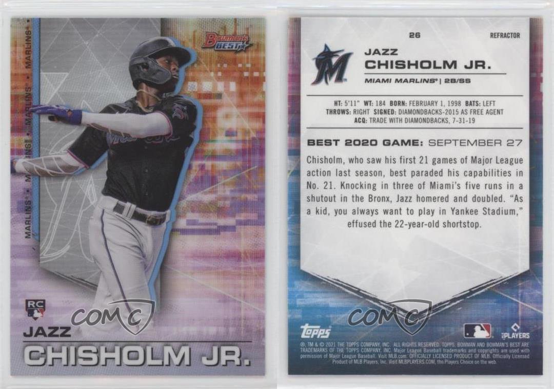 Jazz Chisholm Miami Marlins 2021 Bowman's Best Refractor # 26 Rookie Card