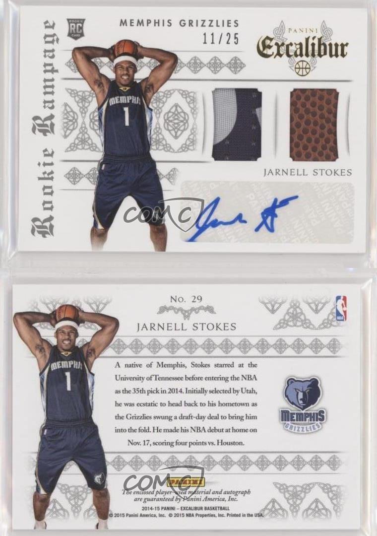 2014 Panini Excalibur Rookie Rampage Duals Prime /25 Jarnell Stokes #29 Auto RC - Picture 3 of 3