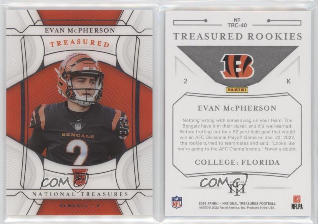 2022 Panini Chronicles 2021 National Treasures Football Treasured Rookies  Black Plate 1/1 Evan Mcpherson @evan_mcpherson04 @bengals…