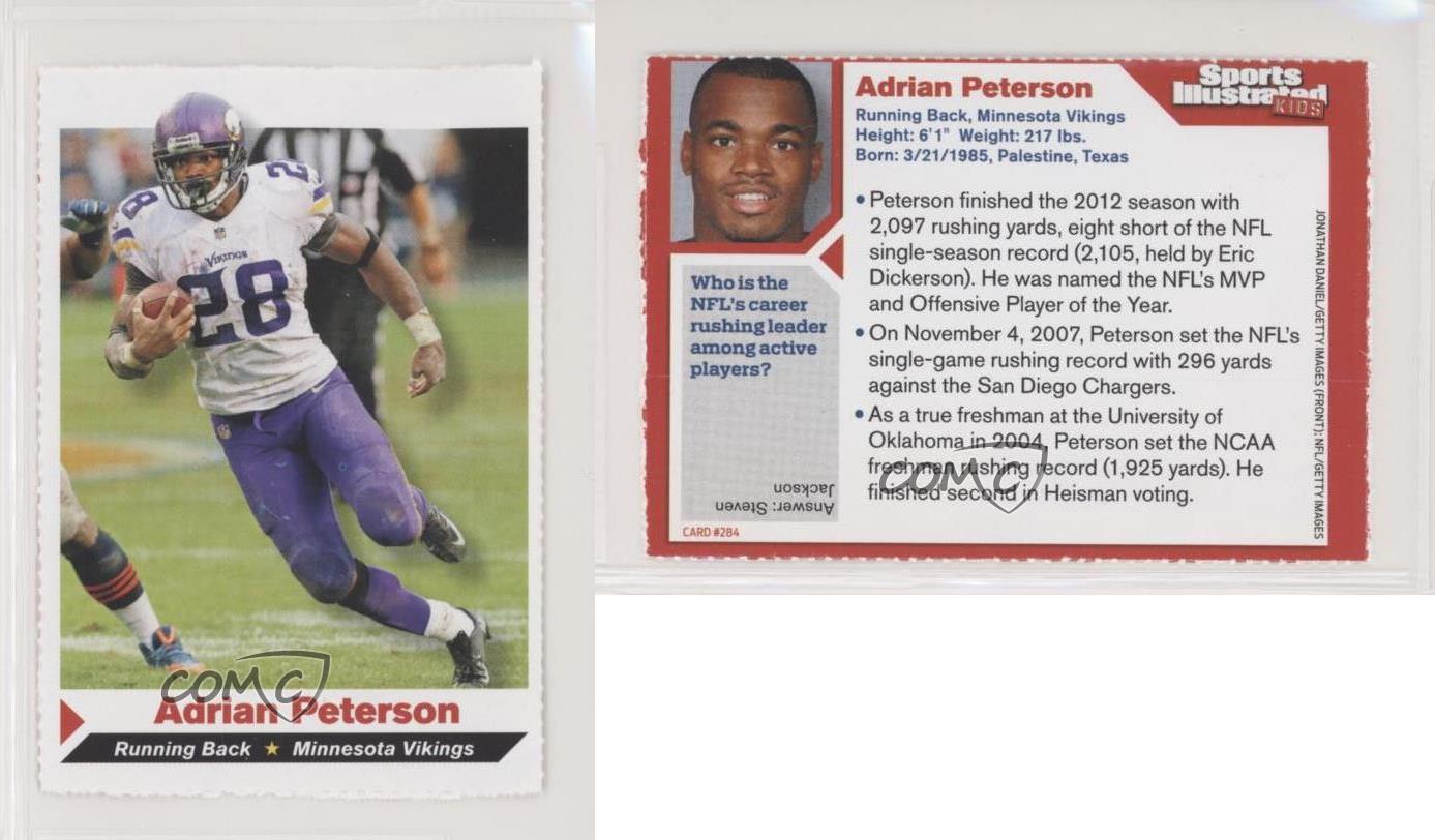 : 24) Adrian Peterson 2013 Sports Illustrated for Kids #284 Rare  Card NM-Mt SI : ספורט ופעילות בחיק הטבע