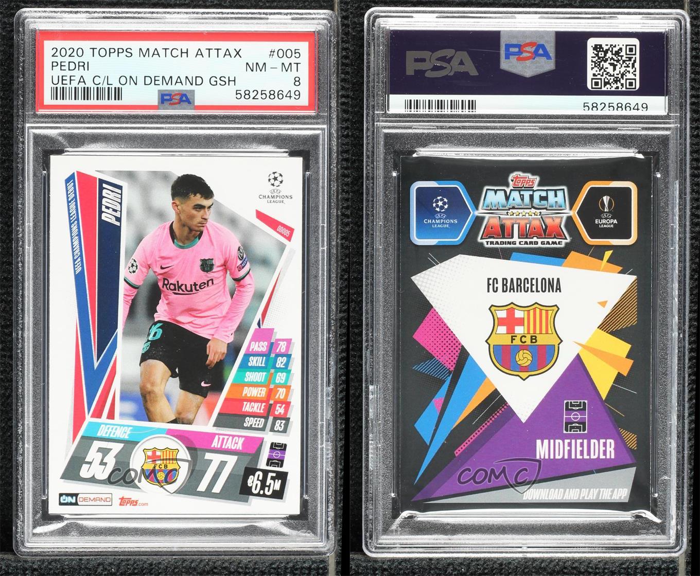 2020-21 Topps Match Attax UCL On Demand Pack 1 Pedri #OD005 PSA 8 Rookie RC - Picture 4 of 5